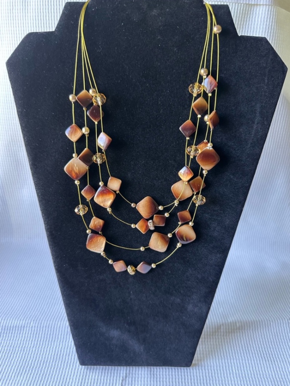 Multi-Strand Brown Beaded Necklace